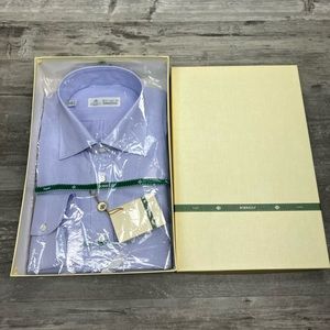 Borrelli NWT Blue & White Check Dress Shirt 17.5 34/35